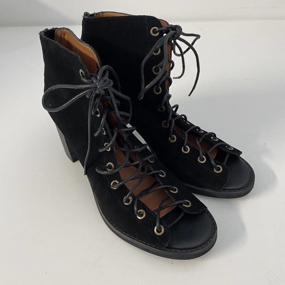 Jeffrey Campbell Cors Lace Up Bootie Sandal Black Suede Corset Open Toe … - Picture 2 of 7